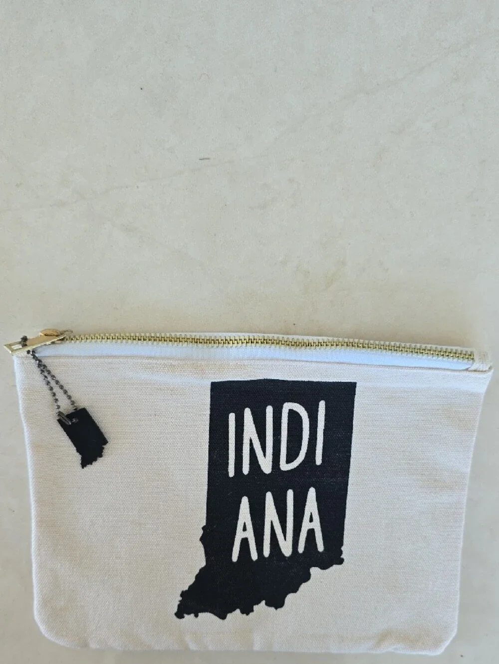 Indiana Canvas Zip Pouch - Black Print on Natural Canvas